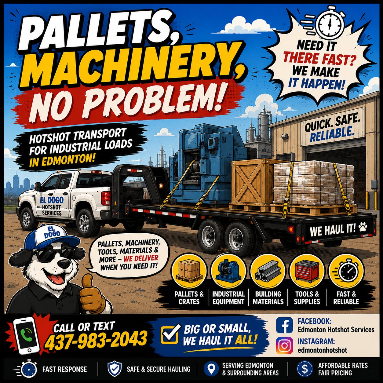Pallets and industrial equipment transport